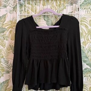 Altr’d State Black Smocked Top